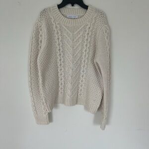 Rebecca Minkoff Cream Crew Neck Cable Knit Sweater‎